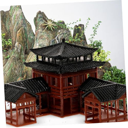 Miniature Pagoda Figurines Ancient Inn Landscape Model Aquarium Decor Ornaments for Fish Tank Bonsai Figurines Japanese Zen Garden and Micro Landscape 3.14 X 3.14 X 2.36 in