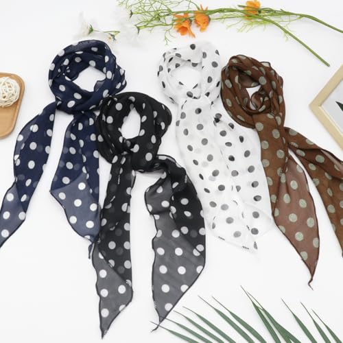 Polka Dot Scarf for Women, Chiffon Womens Scarves for Travel Date - color: Brown