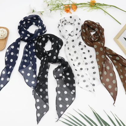 Polka Dot Scarf for Women, Chiffon Womens Scarves for Travel Date - color: Brown