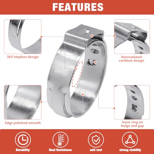 AKIHISA 300pcs 16 Sizes Single Ear Hose Clamps, 5.3-36.1mm Stainless Steel_304 Crimp Hose Clamps Cinch Rings Assortment Kit for Automotive, Pipe, Plumbing - size: 300Pcs (5.3-36.1mm)