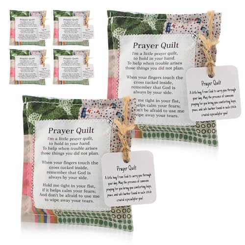 6 Pack Pocket Prayer Quilt with Cross Inside, Christian Gift Set - color: 6pack