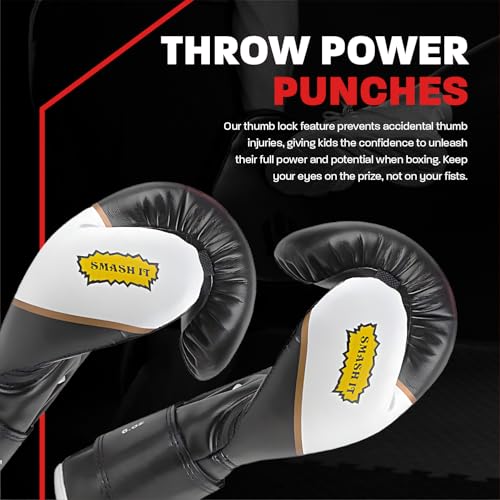 Kids Boxing Gloves for Kids Children Youth Punching Bag Kickboxing Muay Thai Mitts MMA Training Sparring Gloves - color: Black, size: 6 oz