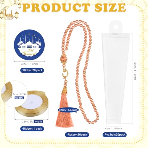 EUBUY 20 Set Islamic Prayer Rosary, Muslim Tasbih 99 Beads Allah & Muhammad Islamic Prayer Rosary Beads Bracelet for Men and Women