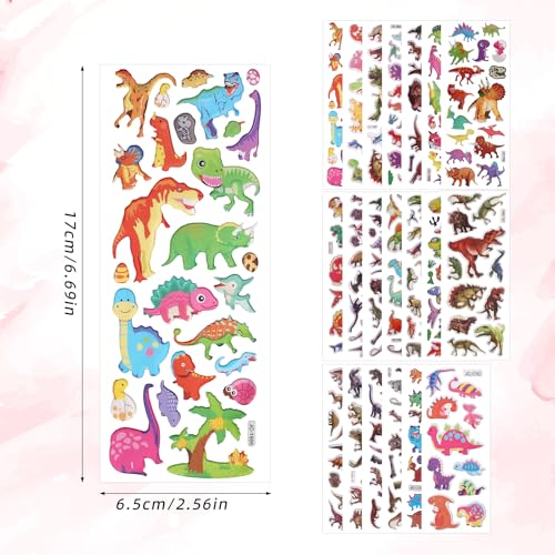 20 Sheets Puffy 3D Kids Dinosaur Stickers Cartoon & Real Dinosaur Sticker | Adorable Animal Themed Party Supplies for Journal Water Bottle Scrapbooking Laptop Classroom DIY Craft Decoration - style: Dinosaur Style