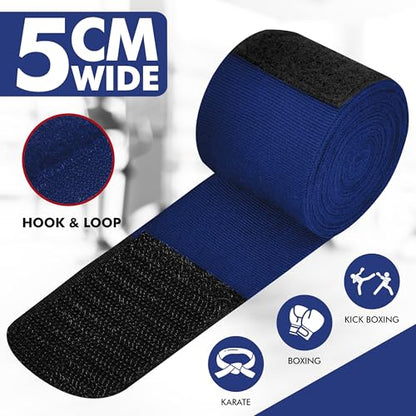 Boxing Hand Wraps, 180 Inches Inner Gloves with Thumb Loop | Elasticated Knuckle Protection for Martial Arts | Soft Under Mitts for Muay Thai, Kickboxing, MMA, Punching Bag Men Women - color: Blue