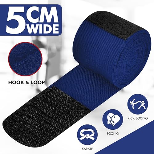 Boxing Hand Wraps, 180 Inches Inner Gloves with Thumb Loop | Elasticated Knuckle Protection for Martial Arts | Soft Under Mitts for Muay Thai, Kickboxing, MMA, Punching Bag Men Women - color: Blue