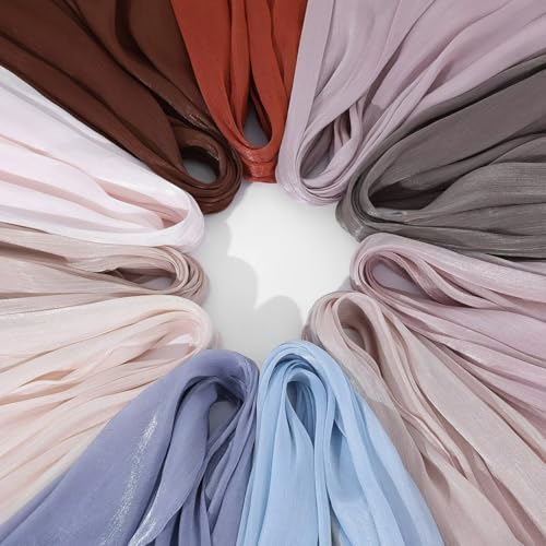 Organza Sheen Shimmer Crepe Hijab Scarf for Women Lightweight Sheer Shawl Wrap for Wedding and Evening Dresses - color: Dark Green