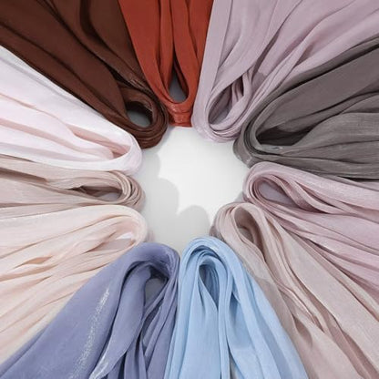 Organza Sheen Shimmer Crepe Hijab Scarf for Women Lightweight Sheer Shawl Wrap for Wedding and Evening Dresses - color: Bronze