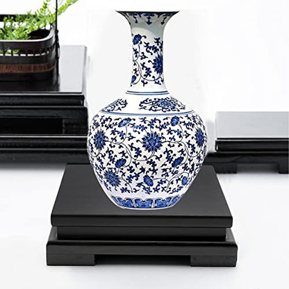 MDEOOSKY Wooden Display Stand Square Wood Display Base Display Risers Square Vase Riser Teapot Aquarium Lamp Base Home Decoration 6.7" W x 6.7" D x 1.7" H (Black)