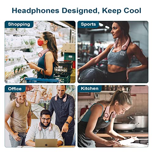 CIVPOWER Neck Fan: Portable Personal Neck Cooling Rechargeable Bladeless Fan - Hands Free 3 Speed 4000 mAh Battery USB Operated Wearable Headphone Design - Gift for Men Women Outdoor (Pink) - color: Pink