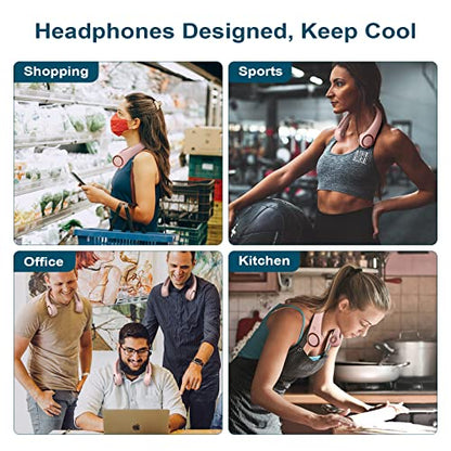 CIVPOWER Neck Fan: Portable Personal Neck Cooling Rechargeable Bladeless Fan - Hands Free 3 Speed 4000 mAh Battery USB Operated Wearable Headphone Design - Gift for Men Women Outdoor (Pink) - color: Pink