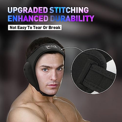 Gelozid Adjustable Wrestling Headgear for BJJ, MMA Grappling and Training, Ear Guard and Cauliflower Protection Helmet - color: Black