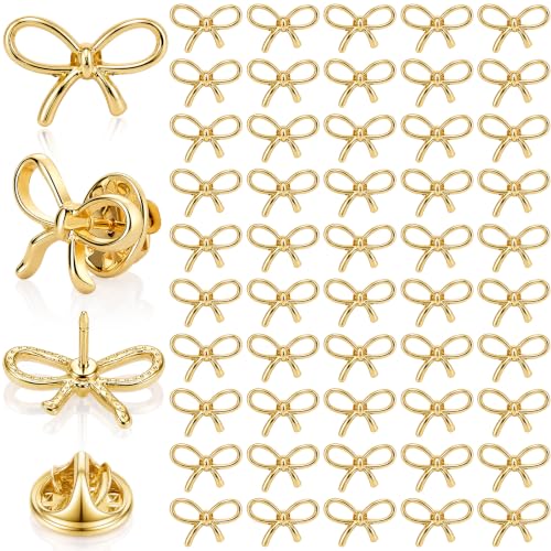 Liliaafar 50 Pcs Lapel Pins Brooches for Women - color: Gold, style: Bowknot