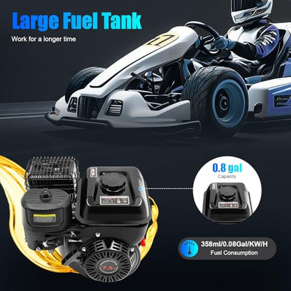 4-Stroke 7.5HP Single Cylinder Gasoline Oil Engine, 212CC Gas Powered Engine with Large Fuel Tank Silencer and Starter Handle, 3600 RPM Portable Engine - size: 7.5HP 212CC BLACK