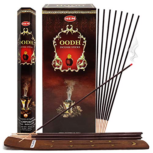 Oud Incense Sticks and Incense Stick Holder Bundle Insence Insense Hem Incense Sticks - color: Oodh