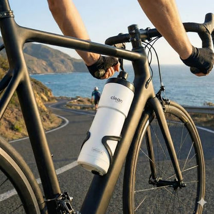 The Clean Hydration Co Insulated Bike Water Bottle 23 oz | Easy Clean Nozzle, Easy Squeeze Sports Bottle | BPA Free Cycling Bottle for Road & Mountain Biking, Gym & Travel | Gloss White - color: Gloss White