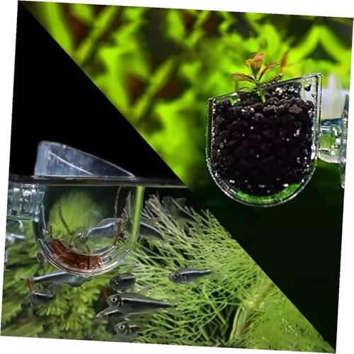 2pcs Red Aquarium Feeding Cups Acrylic Fish Food Holders with Suction Cups for Fish and Shrimp Tank Feeding Dispenser
