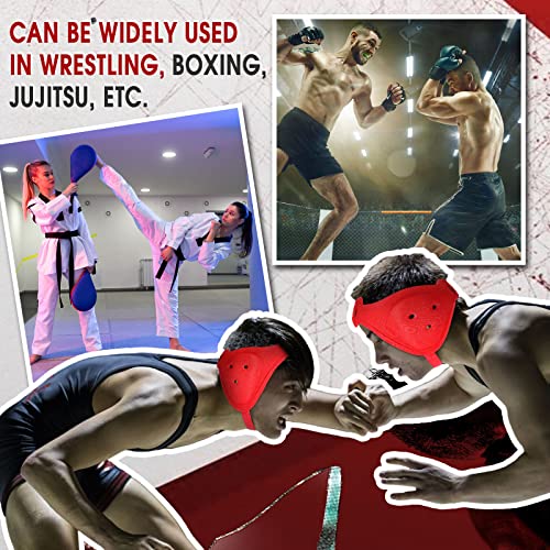 Jerify 2 Pcs Wrestling Headgear for Kids Youth Soft Grappling Headgear Wrestling Adjustable Ear Guard Protective(Red) - color: Red