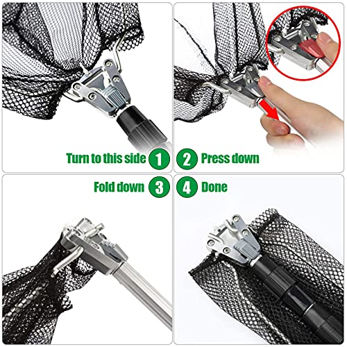 Fishing Landing Net with Stainless Steel Telescoping Pole 74.8" Long Handle,Rubber Coated Nylon Mesh,for Steelhead,Salmon,Kayak,Catfish,Bass,Trout,Shrimp,Crab,for Easy Catch & Release,74.8 inch - style: 61" Stainless Steel Handle-stronger