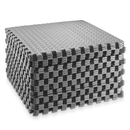 Philosophy Gym Pack of 30 Exercise Flooring Mats - 24 x 24 Inch Foam Rubber Interlocking Puzzle Floor Tiles - Gray - color: 120 Sq Ft, 1/2" Thick - Gray