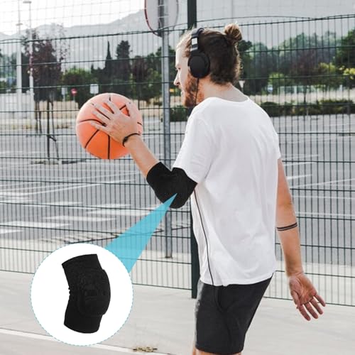 1 Pair Elbow Pads, Volleyball Brace Pad Elbow Protector Breathable Anti-Collision Sponge Arm Brace Pads Fitness Basketball Tennis Golfers Knee Support Band for Men and Women(Black)