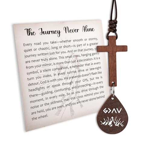 Wooden Cross for Car Mirror Hanging with NFC Tap, Rearview Mirror Hanging Accessories, Religious Gifts for Men and Women, Gifts for Christians (GAV Black Acrylic) - color: Gav Black Acrylic