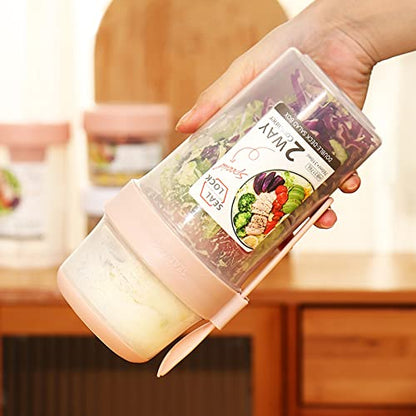 Fresh Salad to Go Container Set, 2022 Keep Fit Salad Meal Shaker Cup with Fork & Salad Dressing Holder, Portable Fruit Vegetable Salad Cup for Lunch