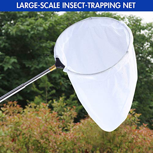Telescopic Butterfly Net, Stainless Steel Extendable Fishing, 15 in - 70 in Insect Toy Nets for Kids and Family (Silver)