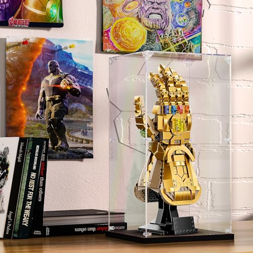 KOLIPI Acrylic Display Case for Collectibles, Clear Box 7.5x6.3x14.2 in | Plexiglass Box for Lego Infinity Gauntlet 76191 Nano Gauntlet 76223, Dustproof Protection, Stable and Stackable - size: 7.5x6.3x14.2 inches