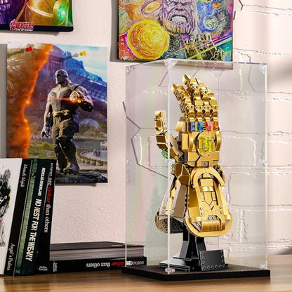 KOLIPI Acrylic Display Case for Collectibles, Clear Box 7.5x6.3x14.2 in | Plexiglass Box for Lego Infinity Gauntlet 76191 Nano Gauntlet 76223, Dustproof Protection, Stable and Stackable - size: 7.5x6.3x14.2 inches
