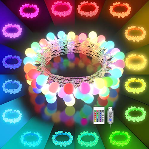 LED String Lights USB Plug in 19 Color Changing String Lights with Remote 21.3FT 50 LED Multicolor Globe Fairy Lights for Bedroom Indoor outdoor Girls Dorm Wedding Party Christmas Tree Decorations - color: 50LED-RGB