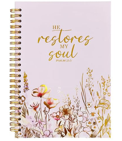 Christian Women's Notebook With Gold Foil, Christian Gift Diary, Women's Prayer Diary, Exquisite Bible Notebook, Psalm 23:3 "He Restores My Soul, 5.5 X 8.3 - color: 25-Christian-notebook