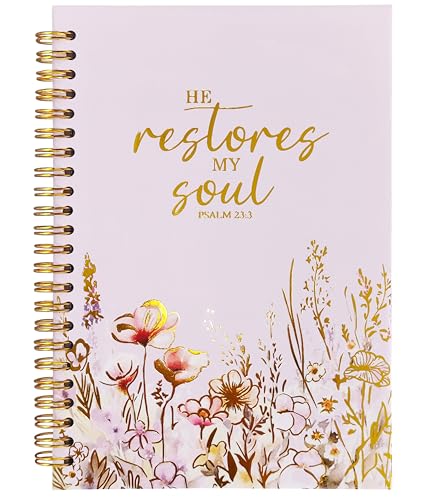 Christian Women's Notebook With Gold Foil, Christian Gift Diary, Women's Prayer Diary, Exquisite Bible Notebook, Psalm 23:3 "He Restores My Soul, 5.5 X 8.3 - color: 25-Christian-notebook