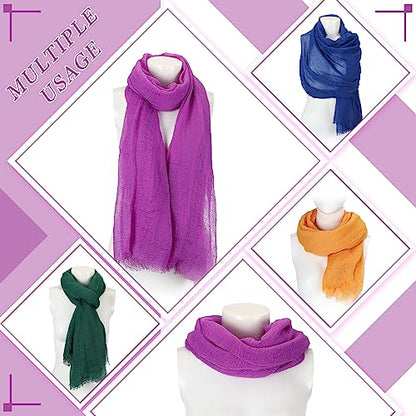 Geyoga 6 Pcs Women Scarf Shawl Hijab Scarves Cotton Crinkle Hijab for Women Blend Shawl Crinkle Wrap Head for Seasons - color: Fresh Colors