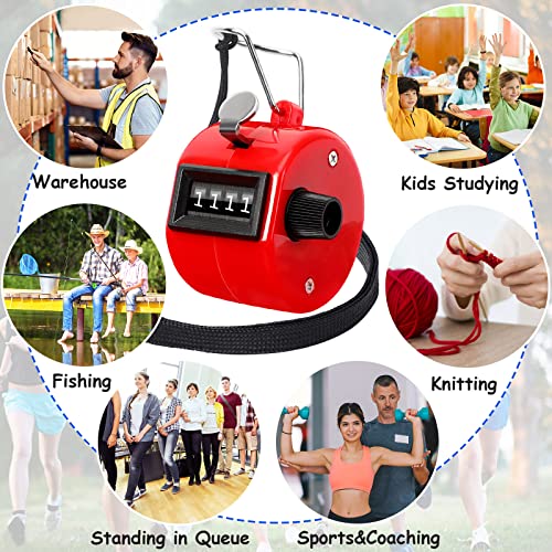 PETKNOWS 5Pcs Handheld Tally Clicker Counter 4 Digital Number for Sports | School Event Golf Sports Office Stadium, 4 Digital Number Clicker, 5 Pcs Handheld Counter Bulk - color: Red & Black & Yellow & Green & Blue