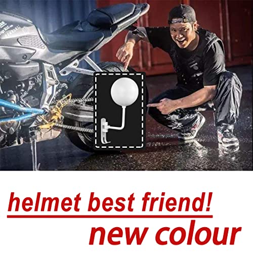 SNAGMO White 180° Motorcycle Helmet Rack, Rotation Metal Helmet Holder Wall Mount, Helmet Holder Bike with 2 Hooks Helmet Hanger for Motorcycle Bike Coats, Caps, Baseballs, Rugby Helmet (2 pcs) - color: White*2