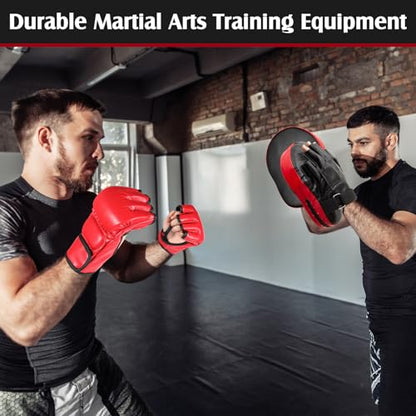Gemscream 10 in 1 Taekwondo Kick Pad Boxing Training Equipment Set, Focus Pads Boxing Gloves Safety Head Guard Wrist Bands for Kickboxing, Karate, Muay Thai, MMA Training - color: Red