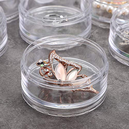 Hipiwe 2 Packs 5 Slot Clear Plastic Round Storage Jars - Art Craft Accessory Organizer Box Jewelry Beads Sewing Pills Container Holder for Storage Small Items, Hardware - size: 2Packs 2.68"D x 5.31"H