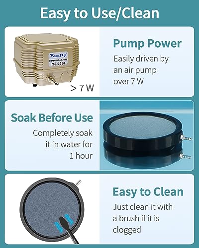 Pawfly Aquarium Air Stone Disc for Air Pump 5 Inch Fish Tank Air Stone Bubbler Bubble Release Tool Oxygen Diffuser for Fish Tanks Buckets Small Ponds and DWC Systems - size: 5 inch