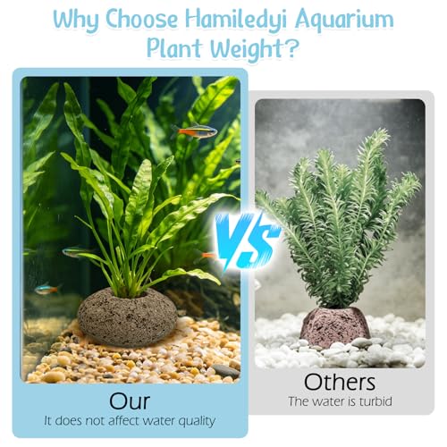 Hamiledyi Volcanic Rock Aquarium Plant Fixed Rings Natural Stone Plant Weights for Fish Tank Aquatic Plant Anchors Aquarium Decorations Landscape Stones (Aperture: 0.87",8Pcs)