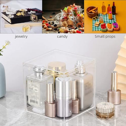 Acrylic Box Clear Display Boxes with Lids Plastic Square Containers Decorative Boxes Large Acrylic Storage Boxes for Wedding Party - size: 4.73 x 4.73 x 4.73 Inch