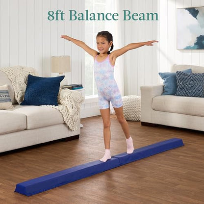 Best Choice Products 10ftx4ftx2in Folding Gym Mat 4-Panel Exercise Gymnastics Aerobics Workout Fitness Floor Mats w/Carrying Handles - color: Blue w/Beam