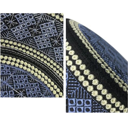 RUIXIA Men Boys Muslim Prayer Kufi Hat Skull Cap Embroidery Islam Kufi Headware takke Praying Beanie Hat Kofia Topi Hat - color: Blue/Black-adults