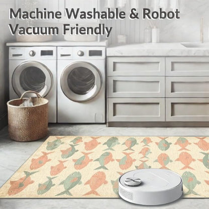 6'x9' Washable Distressed Cartoon Area Rug, Beige Non-Shedding Pet Friendly Room Rug for Queen Size Bedroom, Under Bed, Master Suite, Foldable Easy Care Carpet | Ref:1885579 - color: Beige/Pattern 42, size: 6' x 9' (Rectangular)