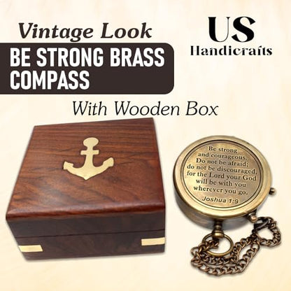 Compass with Stamped Wooden Case - style: Style 1