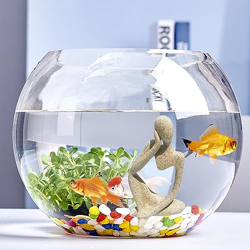 Sandstone Meditating Statue Fish Tank Decorations Betta Fish Aquarium Ornaments Small Thinker Statue Decorative Accessories for Underwater Landscaping Home Garden Décor