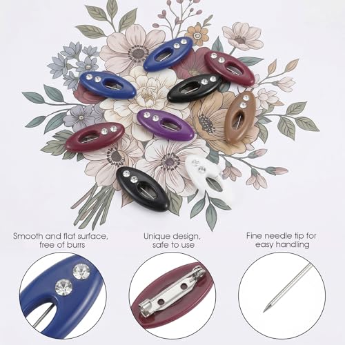 12Pcs Hijab Pins for Women Non Slip Hijab Clips Colorful Plastic Scarf Pins with Rhinestone Hollow Oval Shawl Clips for Women Muslim Scarf Accessories Fastening Scarves and Sweaters