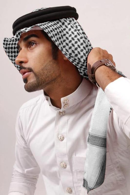 JPXH Arab Tactical Desert Headwear Muslim Palestinian Scarf Men's Halloween Costume Accessories - color: Black1
