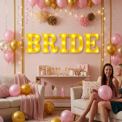 Aurelema Sukkot Large LED Letter Sign LED Lights Battery Powered Table Decoration for Party Gift Tabletop Decoration(Bride) - size: 8.27 inches, style: Bride