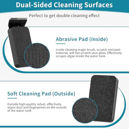 Hygger Aquarium Magnet Glass Cleaner, Magnetic Fish Tank Cleaner With 2 Blades for Glass and Acrylic Aquariums, Aquarium Algae Scraper with Super Strong Magnet for fish tanks 0.25-0.5 inches thick (M) - size: M for Glass Thickness：0.25"-0.5"
